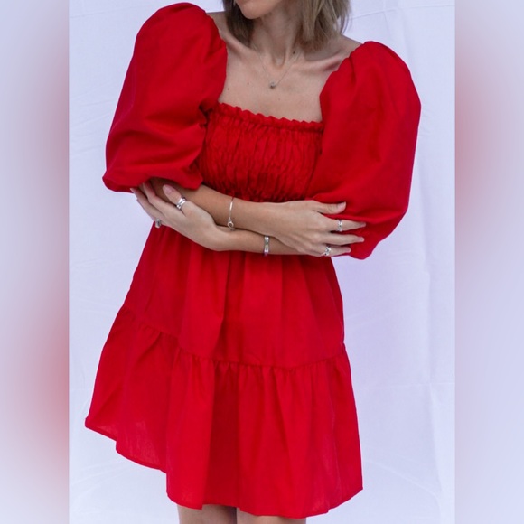 Balloon Poplin Ruffle Dress - Picture 3 of 4